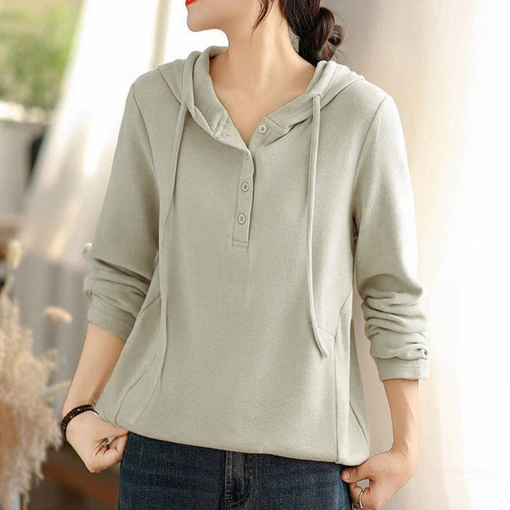 Sudadera con capucha de algodón de manga larga para mujer, color liso, con estampado de Buddha Stones, para invierno - image 7