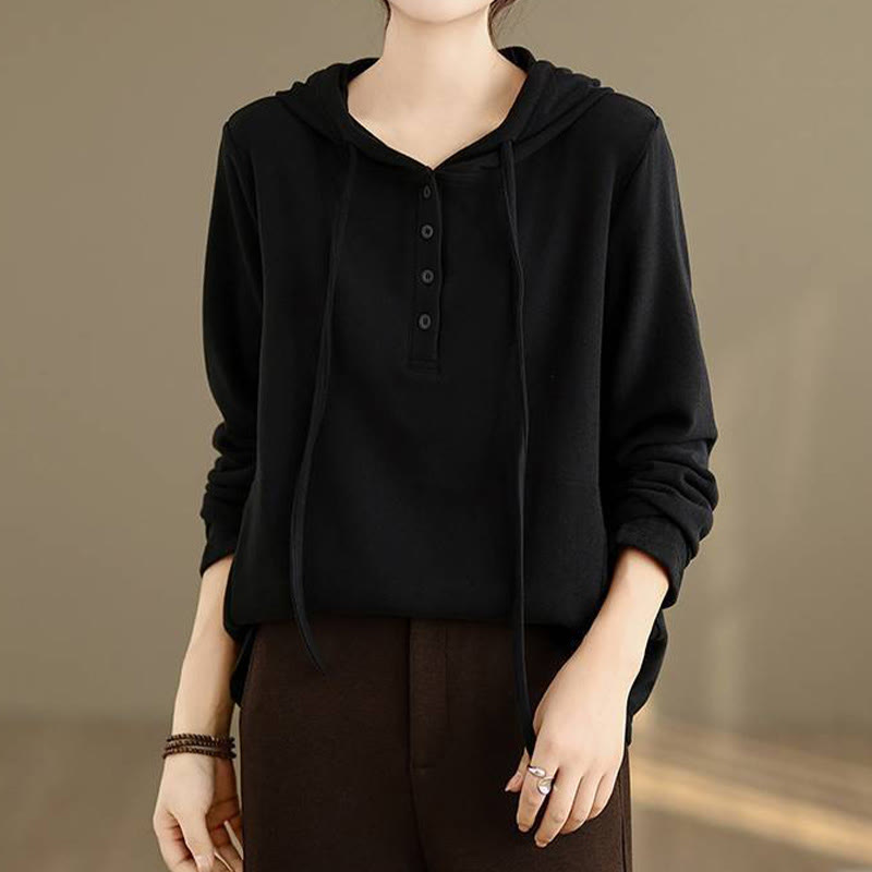 Sudadera con capucha de algodón de manga larga para mujer, color liso, con estampado de Buddha Stones, para invierno - image 19