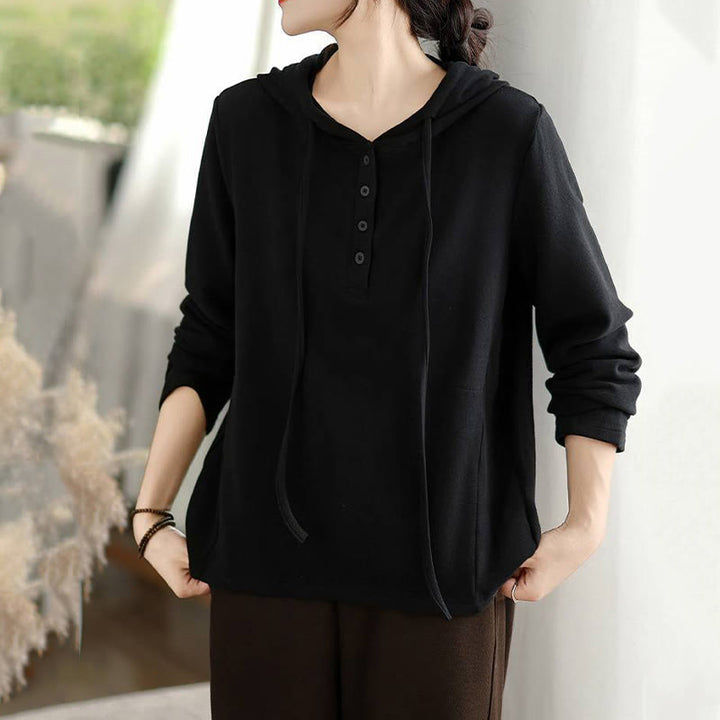 Sudadera con capucha de algodón de manga larga para mujer, color liso, con estampado de Buddha Stones, para invierno - image 23