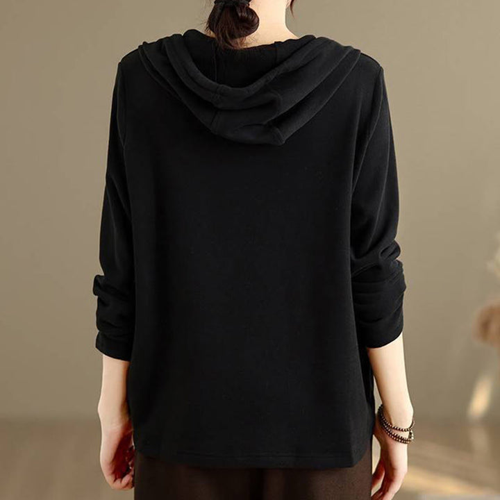 Sudadera con capucha de algodón de manga larga para mujer, color liso, con estampado de Buddha Stones, para invierno - image 26