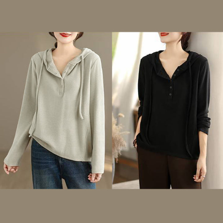 Sudadera con capucha de algodón de manga larga para mujer, color liso, con estampado de Buddha Stones, para invierno - image 27