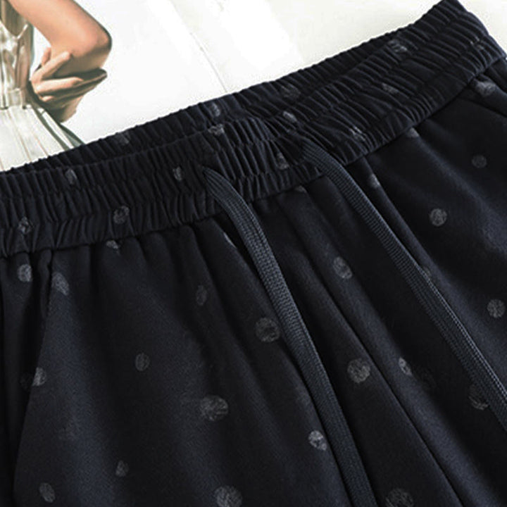 Buddha Stones anchos de poliéster para mujer con estampado de lunares blancos y bolsillos - image 2