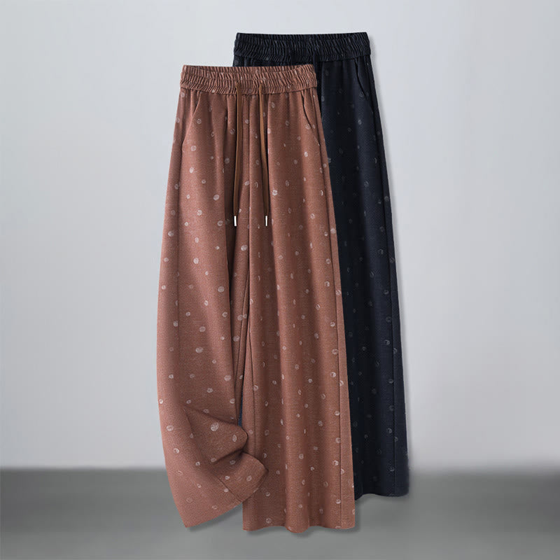 Buddha Stones anchos de poliéster para mujer con estampado de lunares blancos y bolsillos - image 13