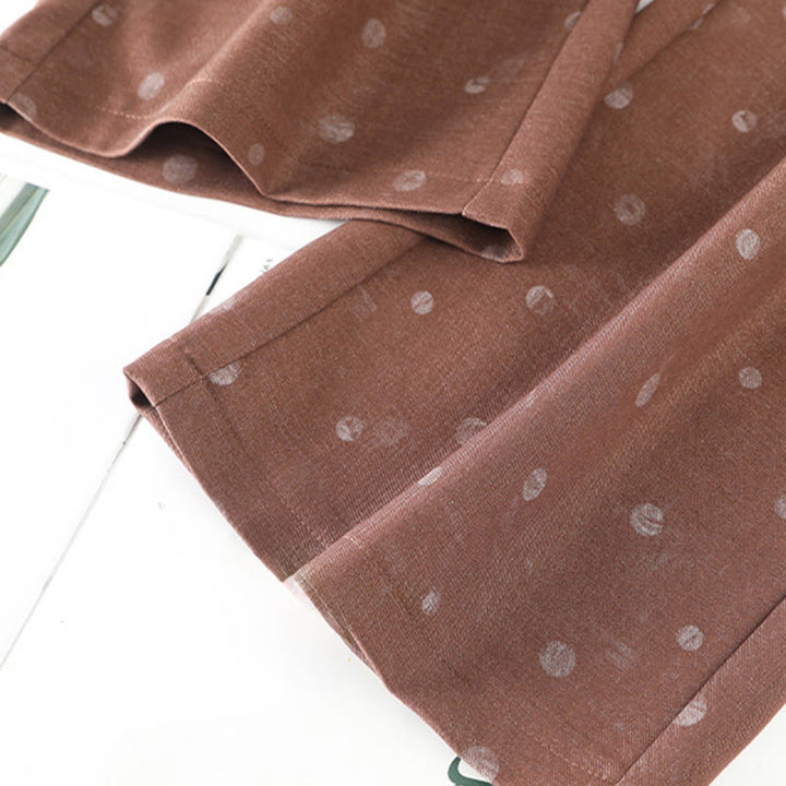 Buddha Stones anchos de poliéster para mujer con estampado de lunares blancos y bolsillos - image 11