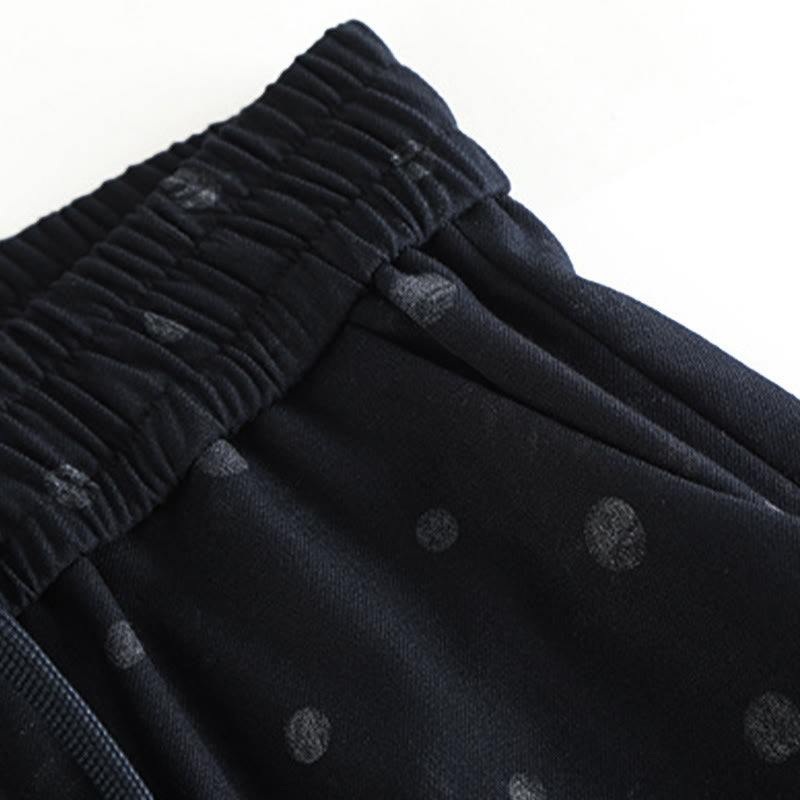 Buddha Stones anchos de poliéster para mujer con estampado de lunares blancos y bolsillos - image 4