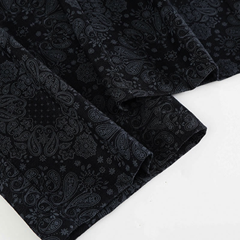 Pantalones anchos de poliéster con estampado floral de Buddha Stones para mujer, con bolsillos - image 4