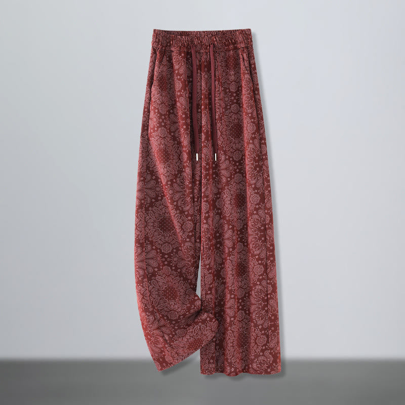 Pantalones anchos de poliéster con estampado floral de Buddha Stones para mujer, con bolsillos - Ladrillo refractario - US12, UK/AU16, EU44 (3XL) - image 5