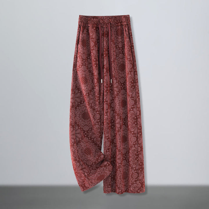 Pantalones anchos de poliéster con estampado floral de Buddha Stones para mujer, con bolsillos - Ladrillo refractario - US12, UK/AU16, EU44 (3XL) - image 5