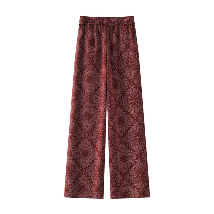 Pantalones anchos de poliéster con estampado floral de Buddha Stones para mujer, con bolsillos - image 6