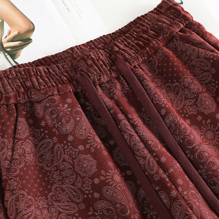 Pantalones anchos de poliéster con estampado floral de Buddha Stones para mujer, con bolsillos - image 8