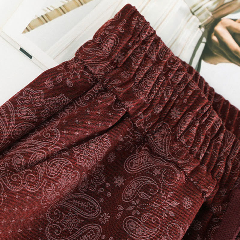 Pantalones anchos de poliéster con estampado floral de Buddha Stones para mujer, con bolsillos - image 9