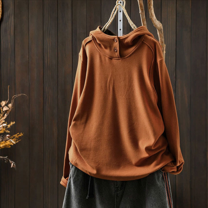 Sudadera con capucha de algodón de manga larga gruesa para mujer, color sólido, de invierno , con Buddha Stones - image 1