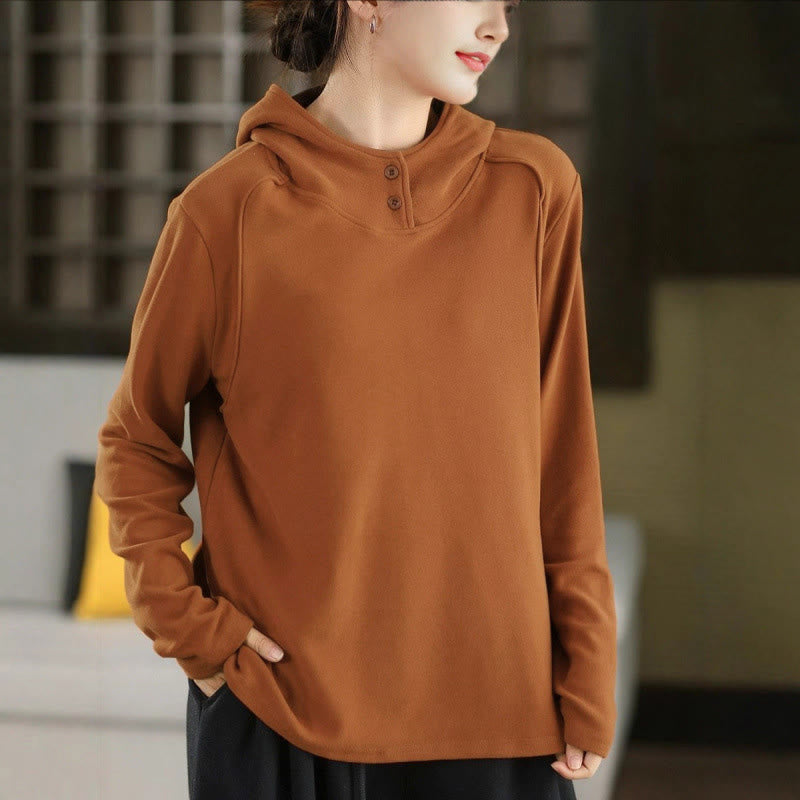 Sudadera con capucha de algodón de manga larga gruesa para mujer, color sólido, de invierno , con Buddha Stones - Perú - US4, UK/AU8, UE36 (F) - image 0