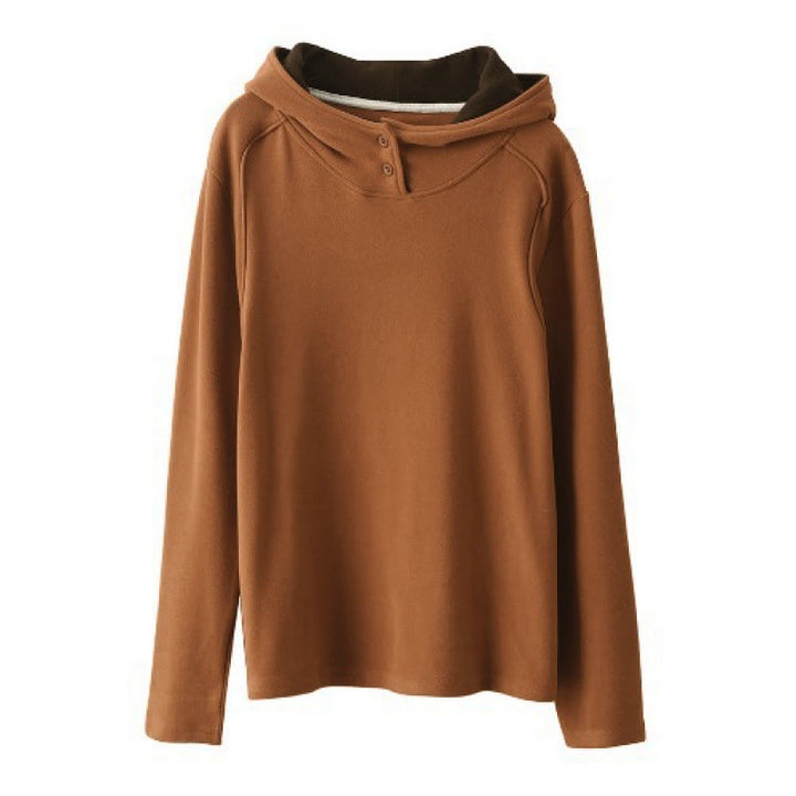 Sudadera con capucha de algodón de manga larga gruesa para mujer, color sólido, de invierno , con Buddha Stones - image 2