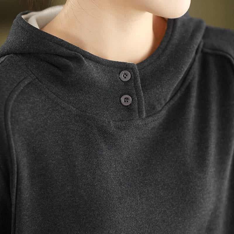 Sudadera con capucha de algodón de manga larga gruesa para mujer, color sólido, de invierno , con Buddha Stones - image 13