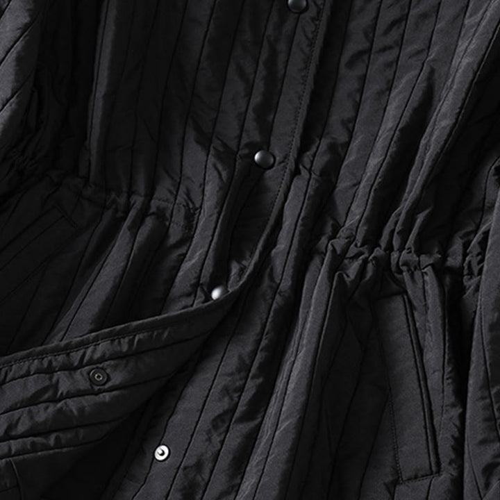 Chaqueta de algodón de manga larga con cuello redondo y cordón ajustable para mujer de Buddha Stones con bolsillo - image 6