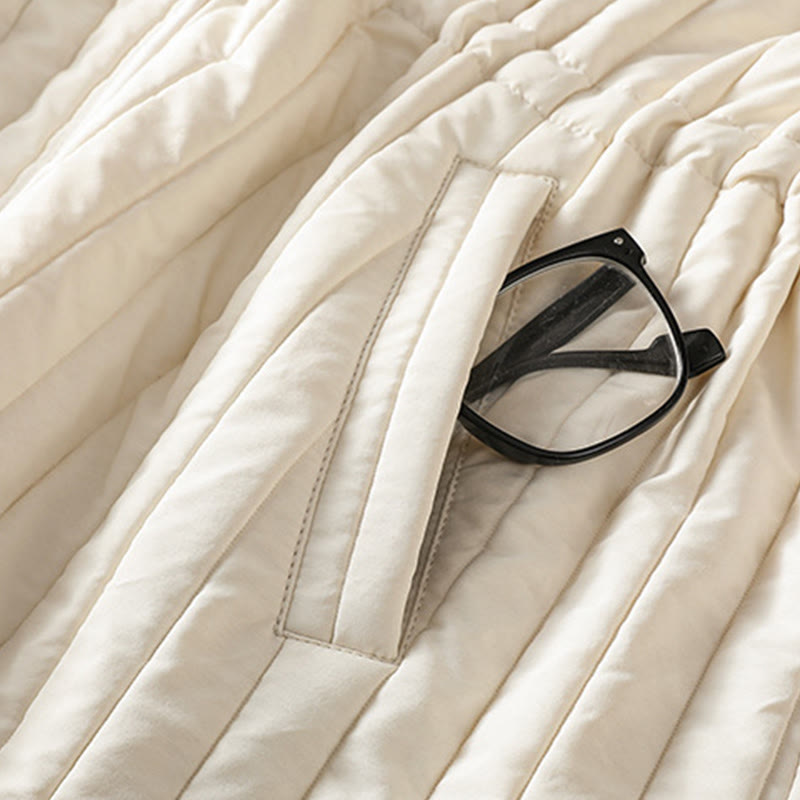 Chaqueta de algodón de manga larga con cuello redondo y cordón ajustable para mujer de Buddha Stones con bolsillo - image 16