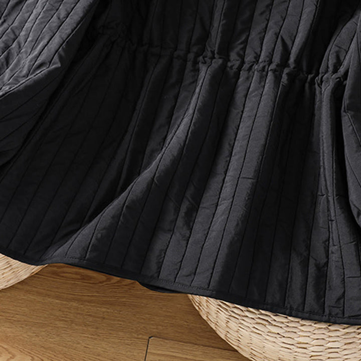 Chaqueta de algodón de manga larga con cuello redondo y cordón ajustable para mujer de Buddha Stones con bolsillo - image 8