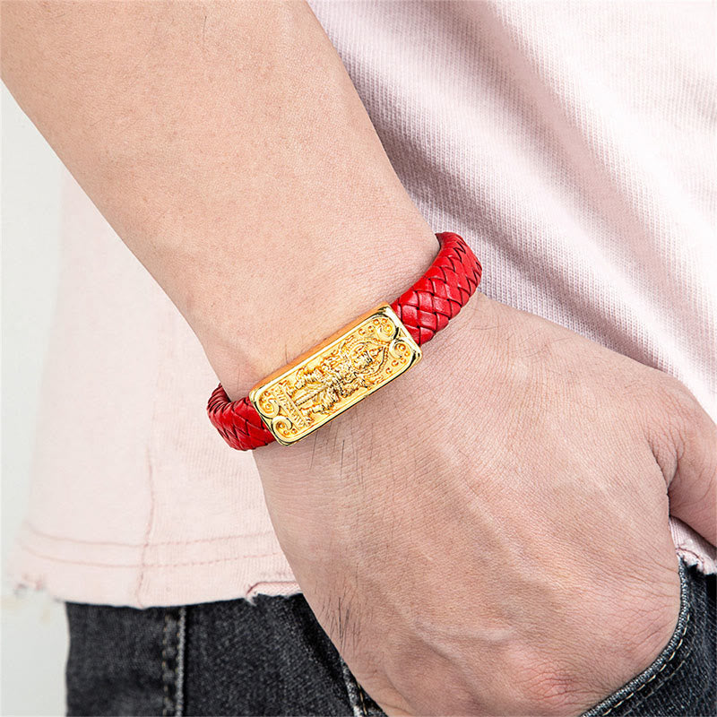 Pulsera reforzada de cuero, acero y titanio con símbolo de Buda y Buddha Stones de Buda - image 8