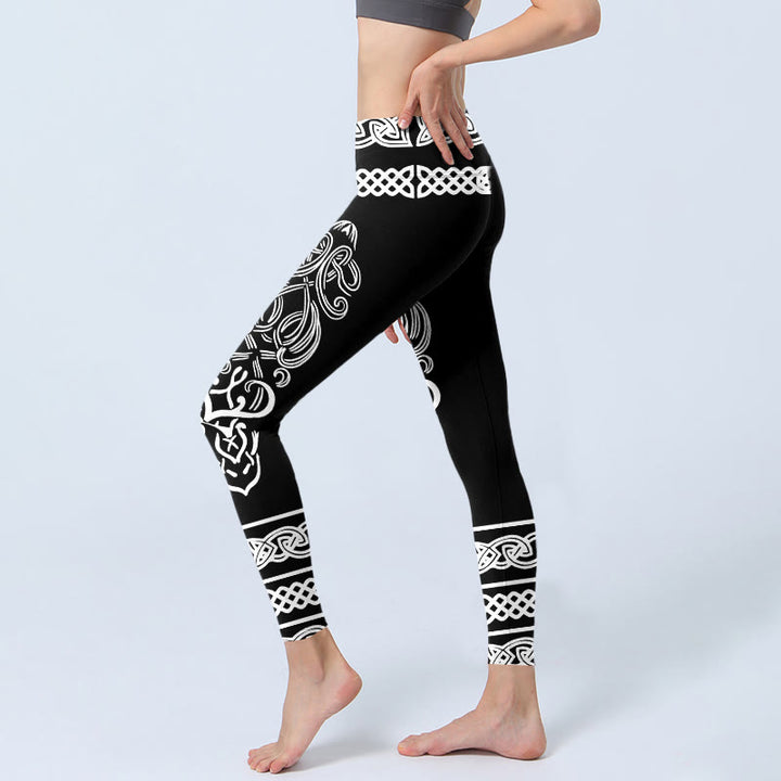 Leggings de yoga para mujer con estampado de nudo celta simétrico y Buddha Stones - image 2