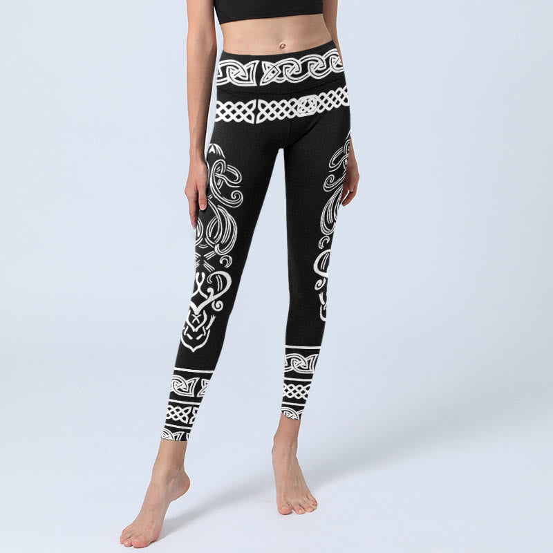 Leggings de yoga para mujer con estampado de nudo celta simétrico y Buddha Stones - image 5