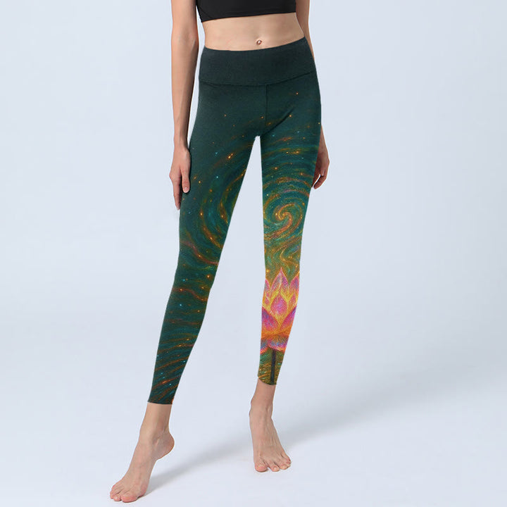 Leggings de yoga para mujer con estampado de ondas de agua de loto y Buddha Stones - image 5
