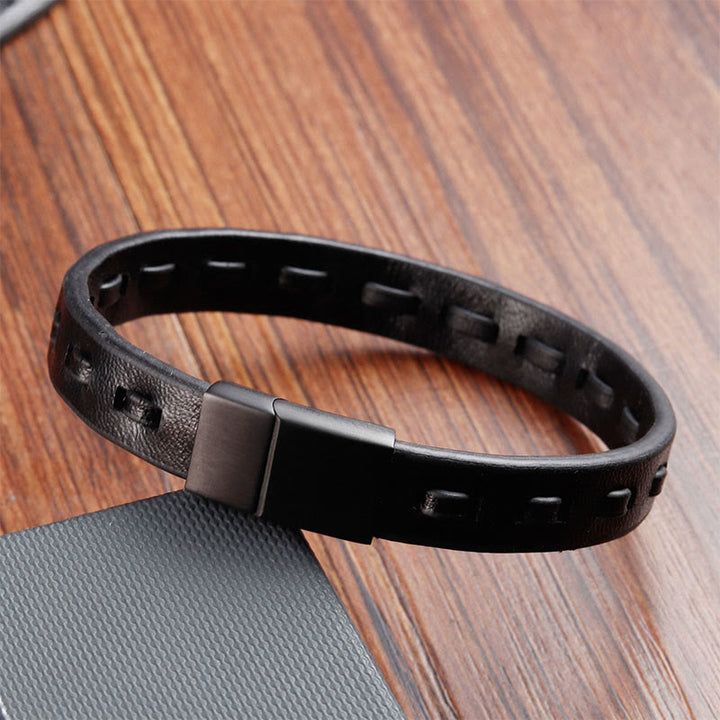 Pulsera de cuero trenzado multicapa con hebilla de acero y titanio y Buddha Stones - image 12