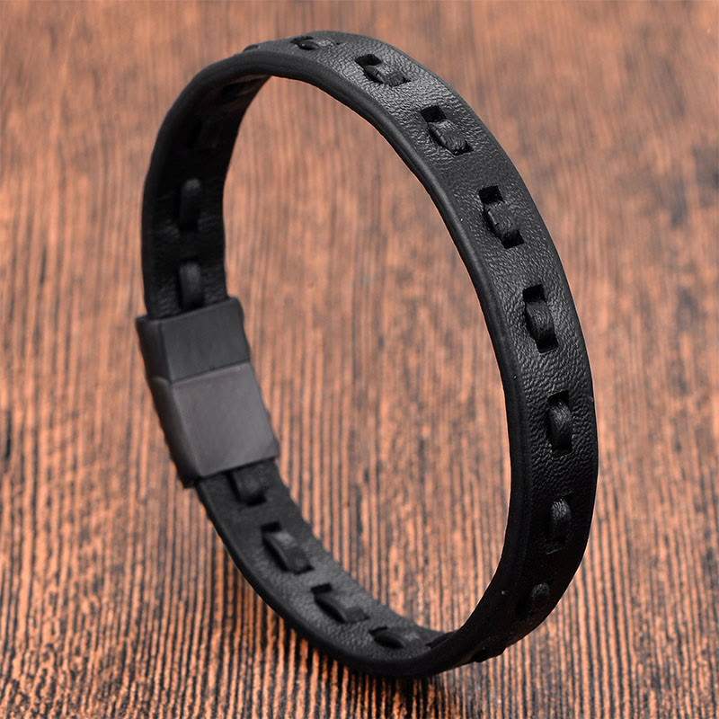 Pulsera de cuero trenzado multicapa con hebilla de acero y titanio y Buddha Stones - image 11