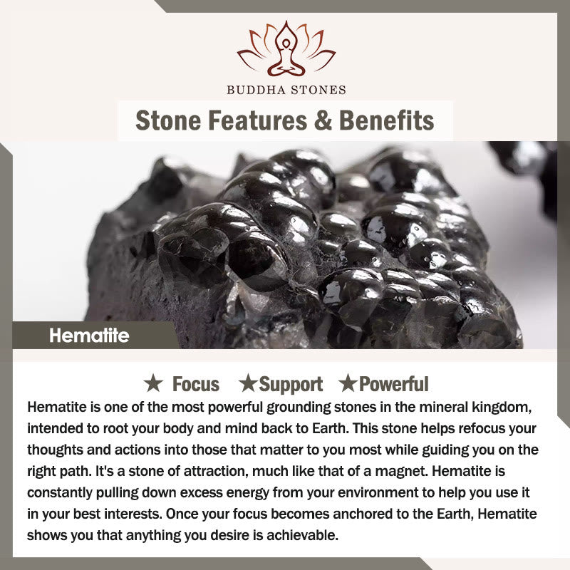 Pulsera reforzada de cuero, acero y titanio con Buddha Stones, hematita, lazurita, lapislázuli, piedra brillante negra y cristal rosa. - image 1