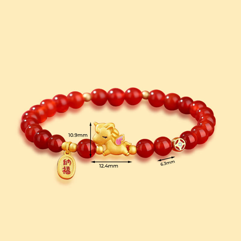 Pulsera de cuentas de ágata roja de plata de ley 925 con Buddha Stones y el Año del Caballo - image 3