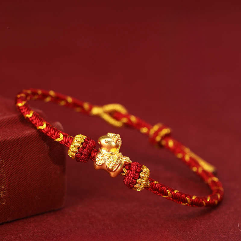 Pulsera ajustable de cuerda trenzada con Buddha Stones, oro 999, Año del Caballo - image 2
