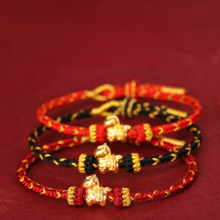 Pulsera ajustable de cuerda trenzada con Buddha Stones, oro 999, Año del Caballo - image 22