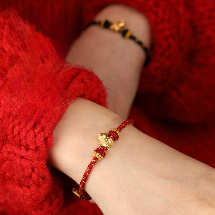 Pulsera ajustable de cuerda trenzada con Buddha Stones, oro 999, Año del Caballo - image 19