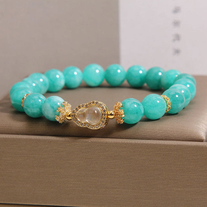 Pulsera de cuentas de amazonita con diseño de calabaza y Buddha Stones que aportan confianza y sanación - image 1