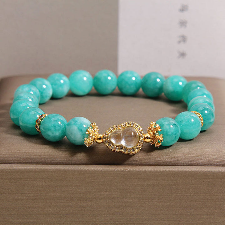 Pulsera de cuentas de amazonita con diseño de calabaza y Buddha Stones que aportan confianza y sanación - Amazonita (circunferencia de la muñeca: 15-18 cm) - image 0