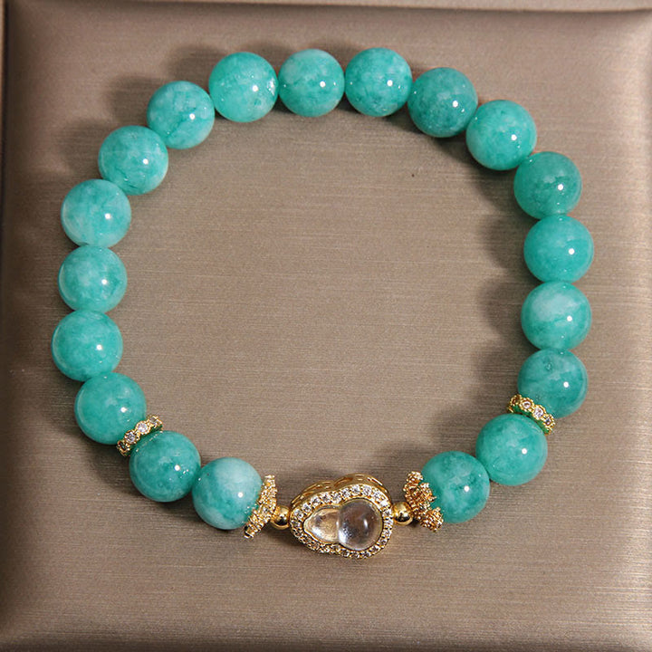 Pulsera de cuentas de amazonita con diseño de calabaza y Buddha Stones que aportan confianza y sanación - image 4