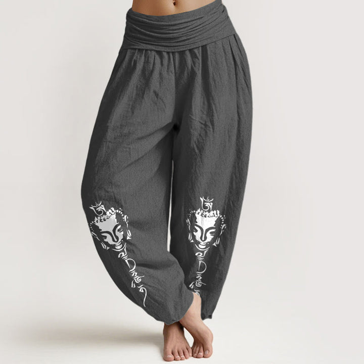 Pantalones Buddha Stones y símbolo Om, cintura elástica, para mujer - Gris oscuro - US16，UK/AU20，EU48 (3XL) - image 8