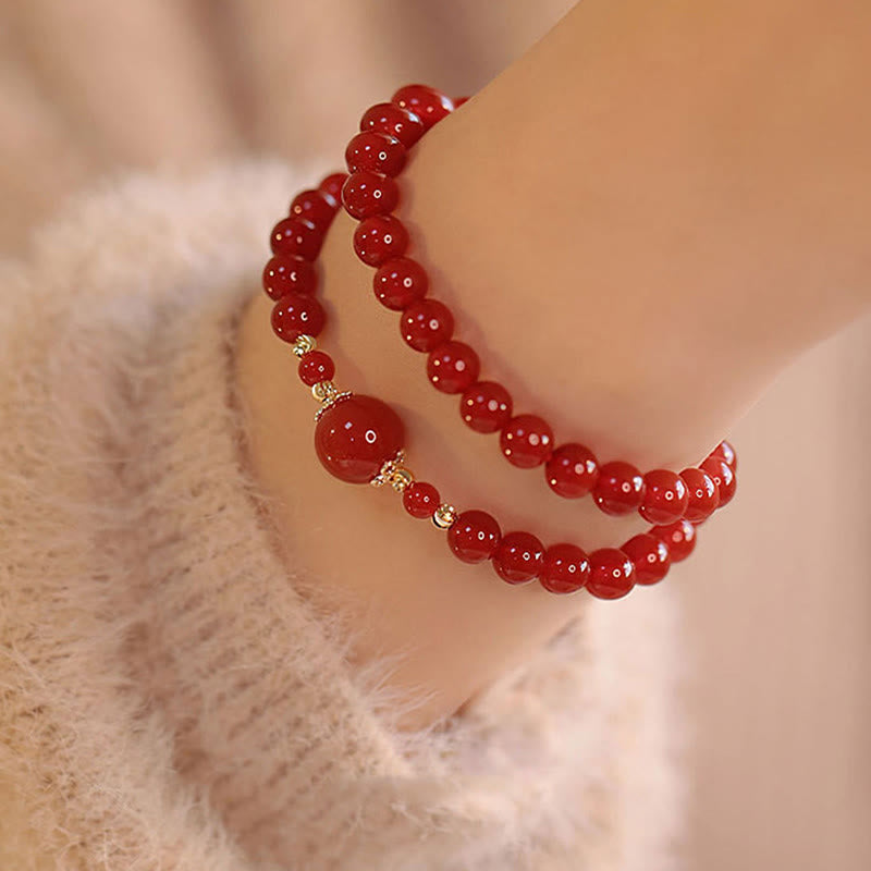 Pulsera de confianza y autoaceptación con cuentas de ágata roja de doble vuelta de Buddha Stones - image 2