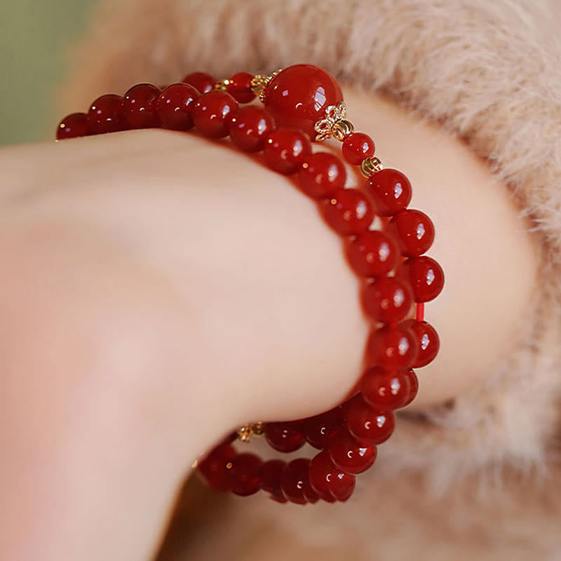 Pulsera de confianza y autoaceptación con cuentas de ágata roja de doble vuelta de Buddha Stones - image 9