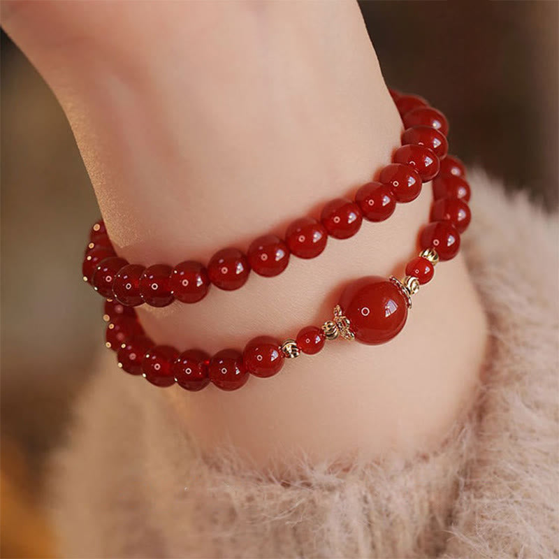 Pulsera de confianza y autoaceptación con cuentas de ágata roja de doble vuelta de Buddha Stones - image 0