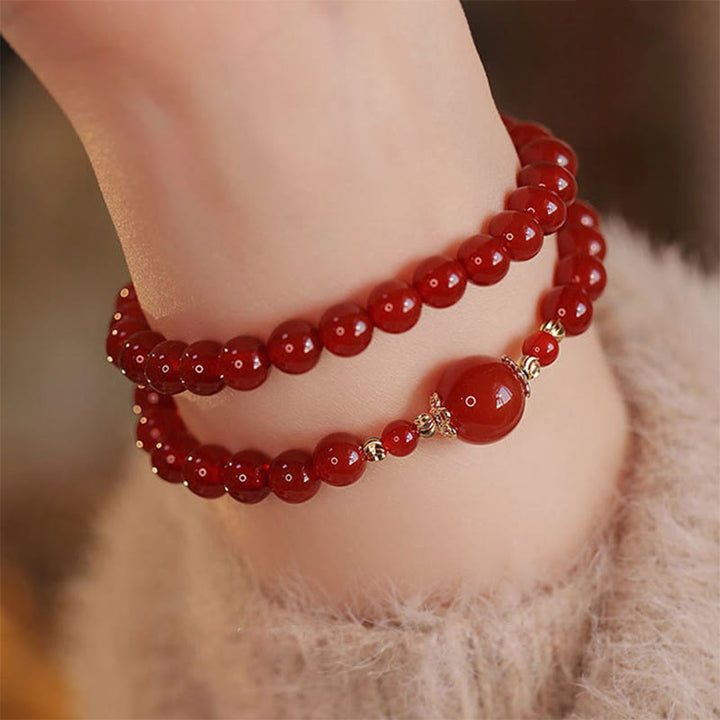 Pulsera de confianza y autoaceptación con cuentas de ágata roja de doble vuelta de Buddha Stones - image 0