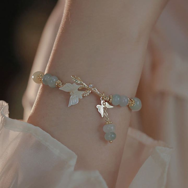 Pulsera de la prosperidad con cadena ajustable de jade hetiano y dije de mariposa de Buddha Stones - image 2