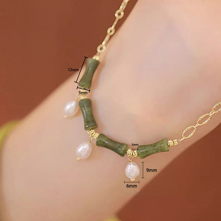 Collar con colgante de Buddha Stones, jade Tianshan, bambú y perla, para la abundancia y la riqueza. - image 4