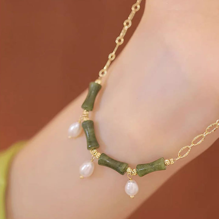 Collar con colgante de Buddha Stones, jade Tianshan, bambú y perla, para la abundancia y la riqueza. - image 3