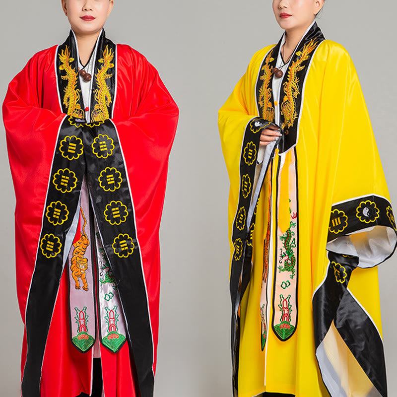 Kimono taoísta unisex de manga larga y ancha con bordado de dragón y tigre de Wudang y Buddha Stones para ceremonia de Qigong - image 0