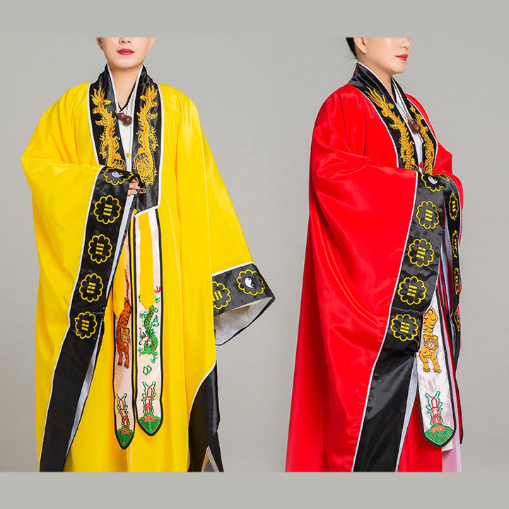 Kimono taoísta unisex de manga larga y ancha con bordado de dragón y tigre de Wudang y Buddha Stones para ceremonia de Qigong - image 17