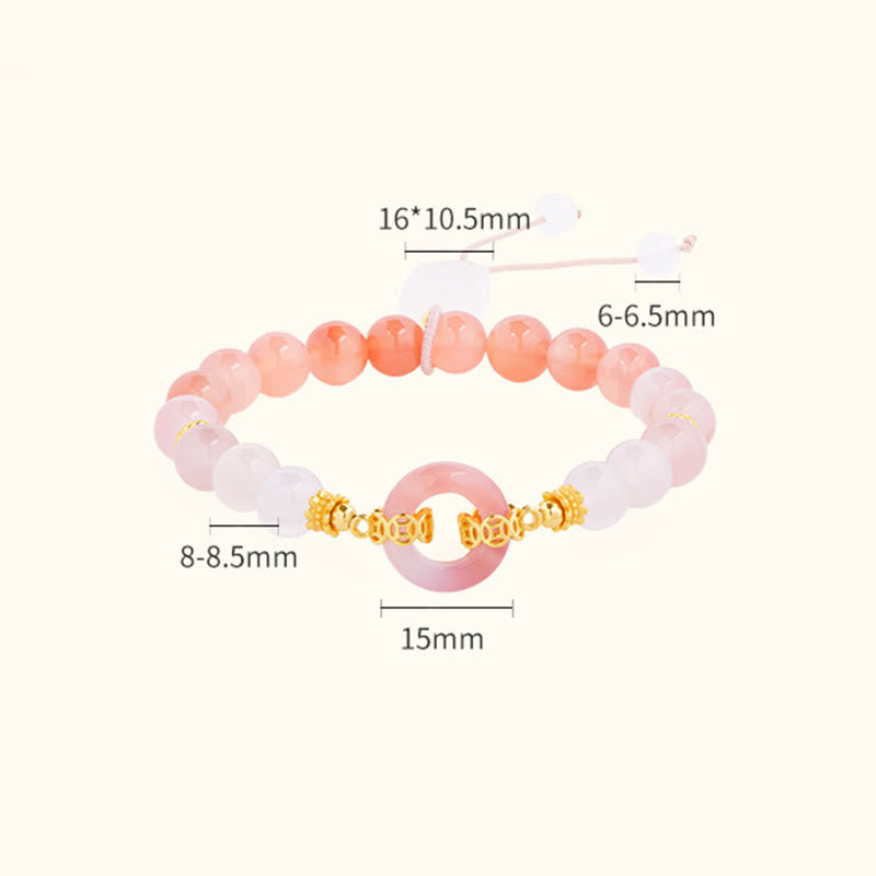 Pulsera de plata de ley 925 con Buddha Stones , ágata roja y calcedonia blanca, con hebilla de paz y confianza. - image 3