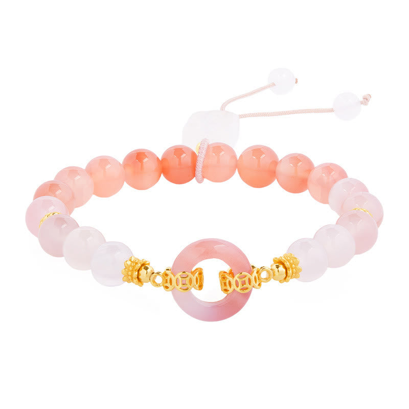 Pulsera de plata de ley 925 con Buddha Stones , ágata roja y calcedonia blanca, con hebilla de paz y confianza. - image 4