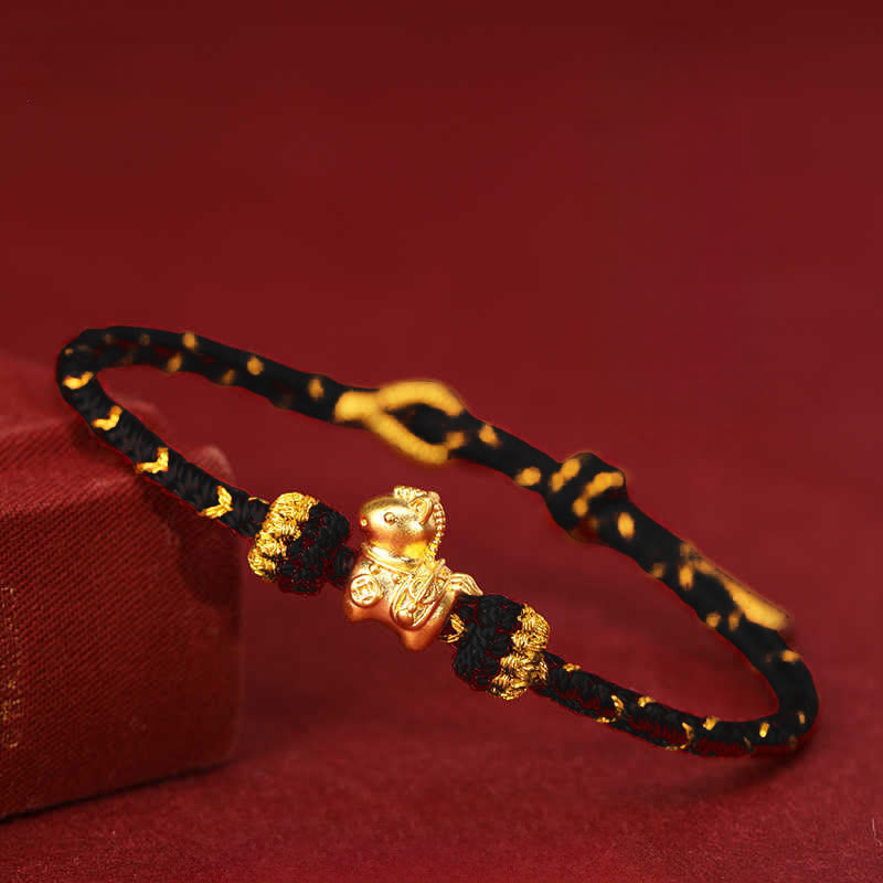 Pulsera ajustable de cuerda trenzada con Buddha Stones, oro 999, Año del Caballo - image 16