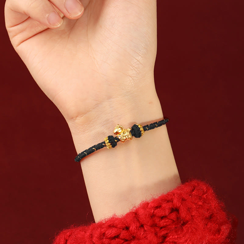 Pulsera ajustable de cuerda trenzada con Buddha Stones, oro 999, Año del Caballo - image 18